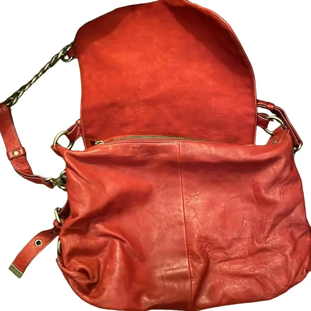 Cynthia Rowley red vintage hobo satchel crossbody bag purse